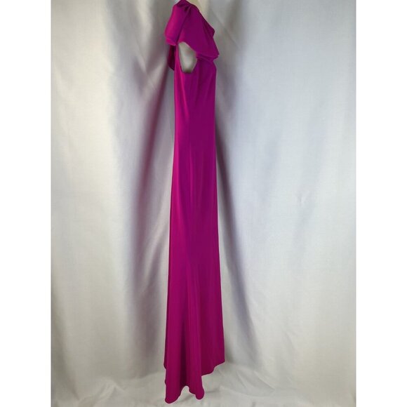 NWT Badgley Mischka Pink Twist Shoulder Detail Gown $650 - Picture 11 of 14